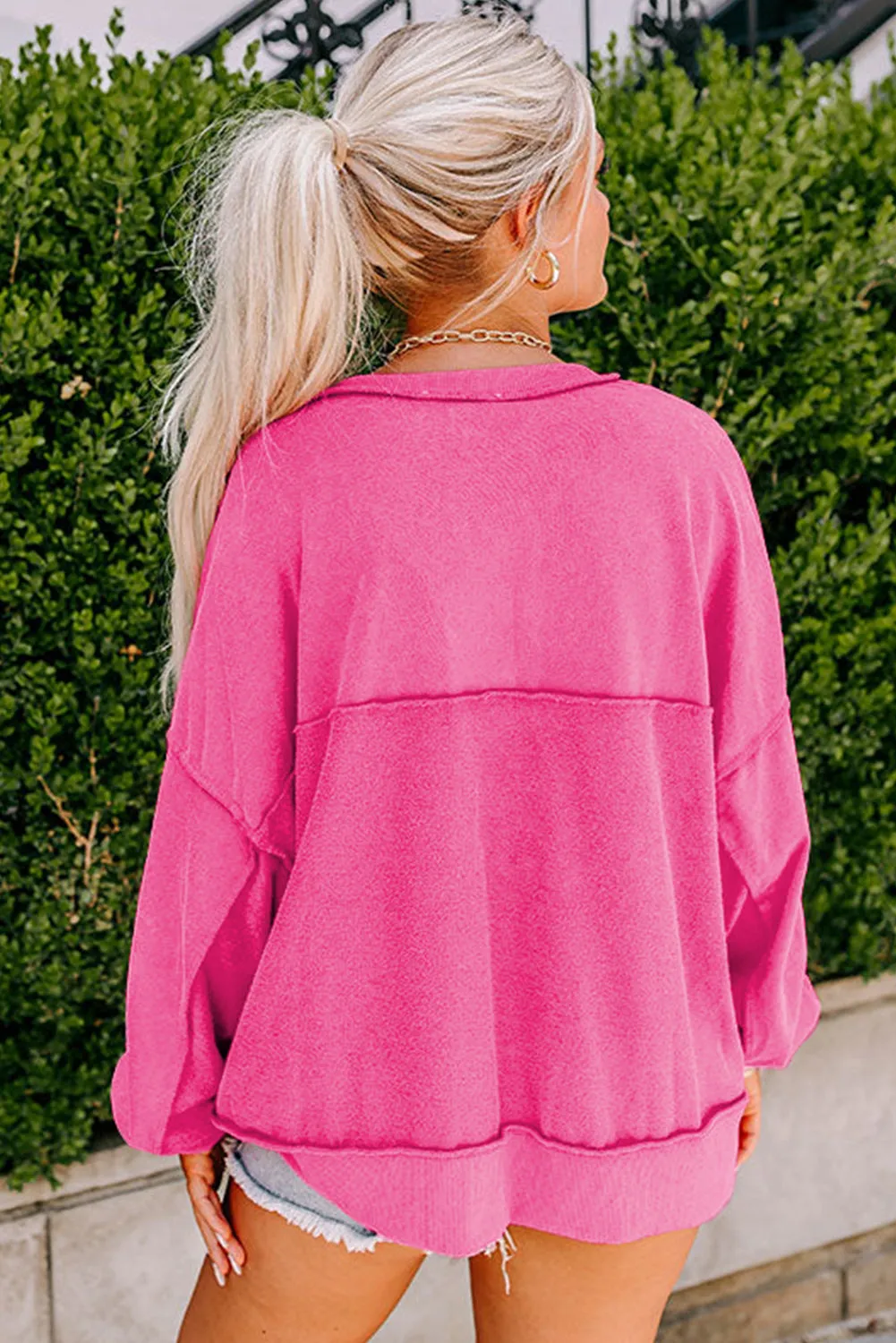 Drop Shoulder Henley Buttons Sweatshirt sold by Beagle Boutique product image thumbnail 2