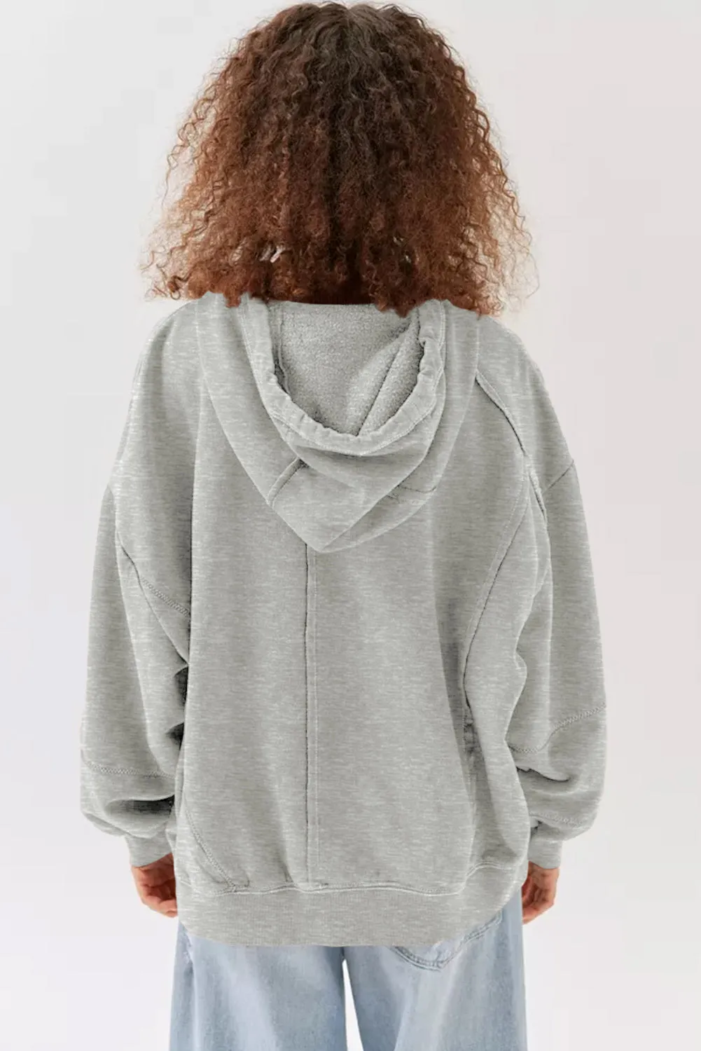 Gray Active Patchwork Detail Warm Winter Hoodie sold by Beagle Boutique product image thumbnail 2