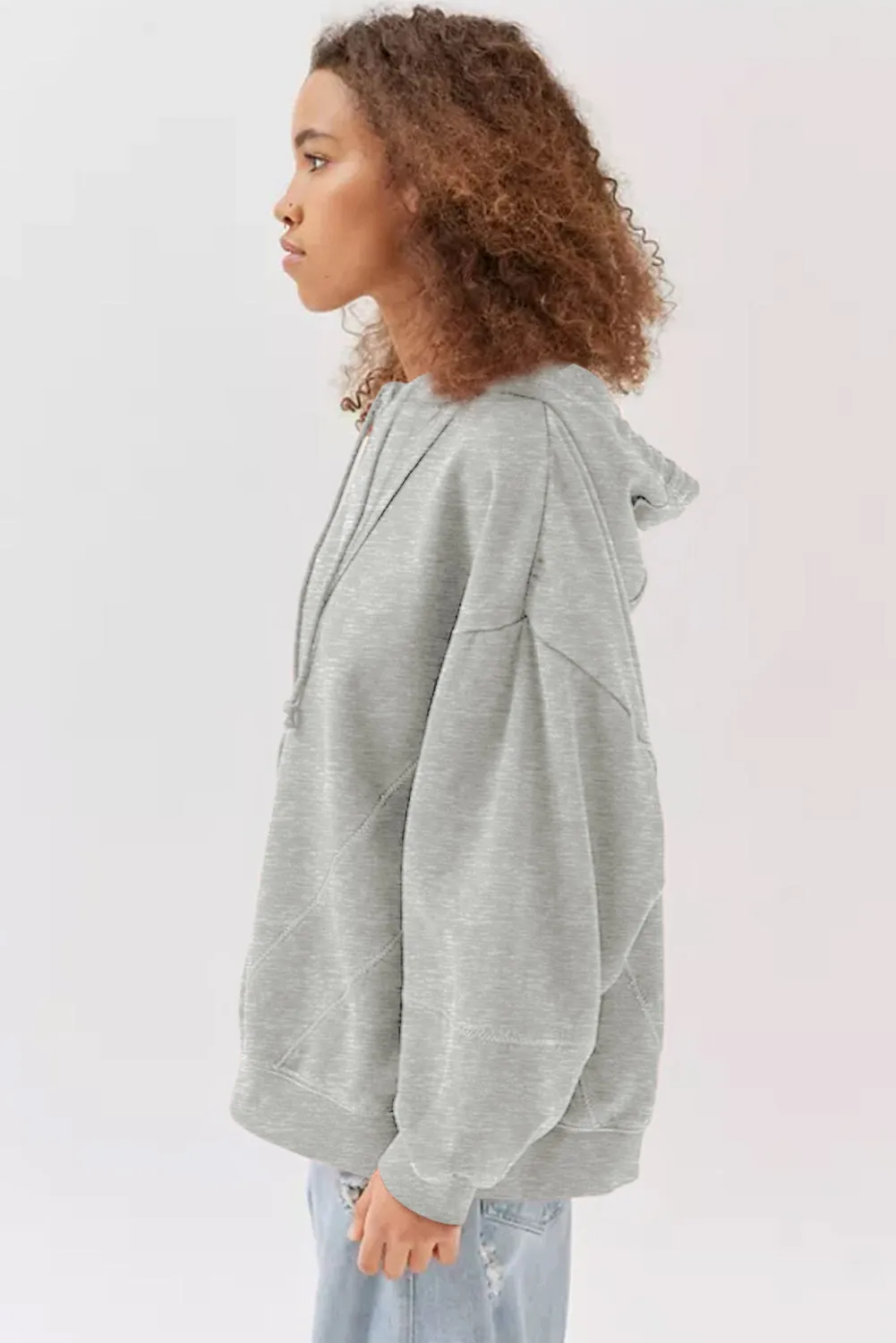 Gray Active Patchwork Detail Warm Winter Hoodie sold by Beagle Boutique product image thumbnail 3