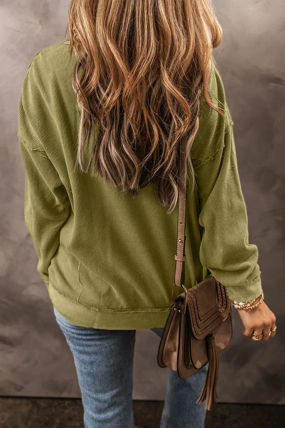 Jungle Green Textured Seamed Drop Sleeve Sweatshirt sold by Beagle Boutique product image thumbnail 2