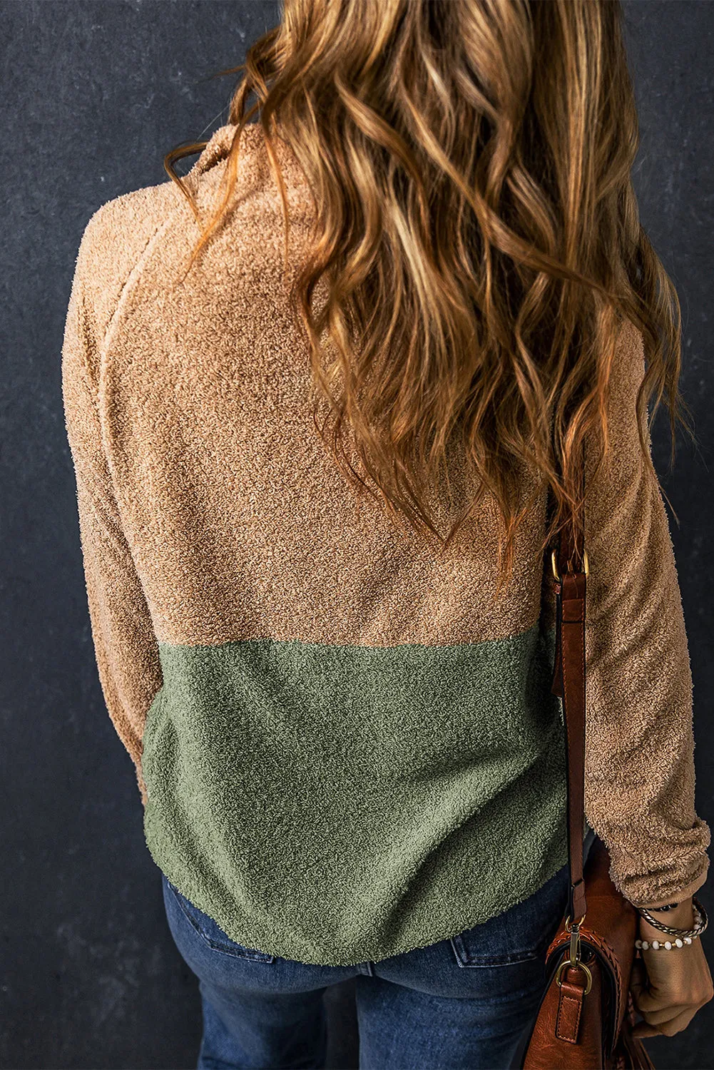 Smoke Grey Two Tones Colour Block Half Zip Fleece Sweatshirt sold by Beagle Boutique product image thumbnail 2