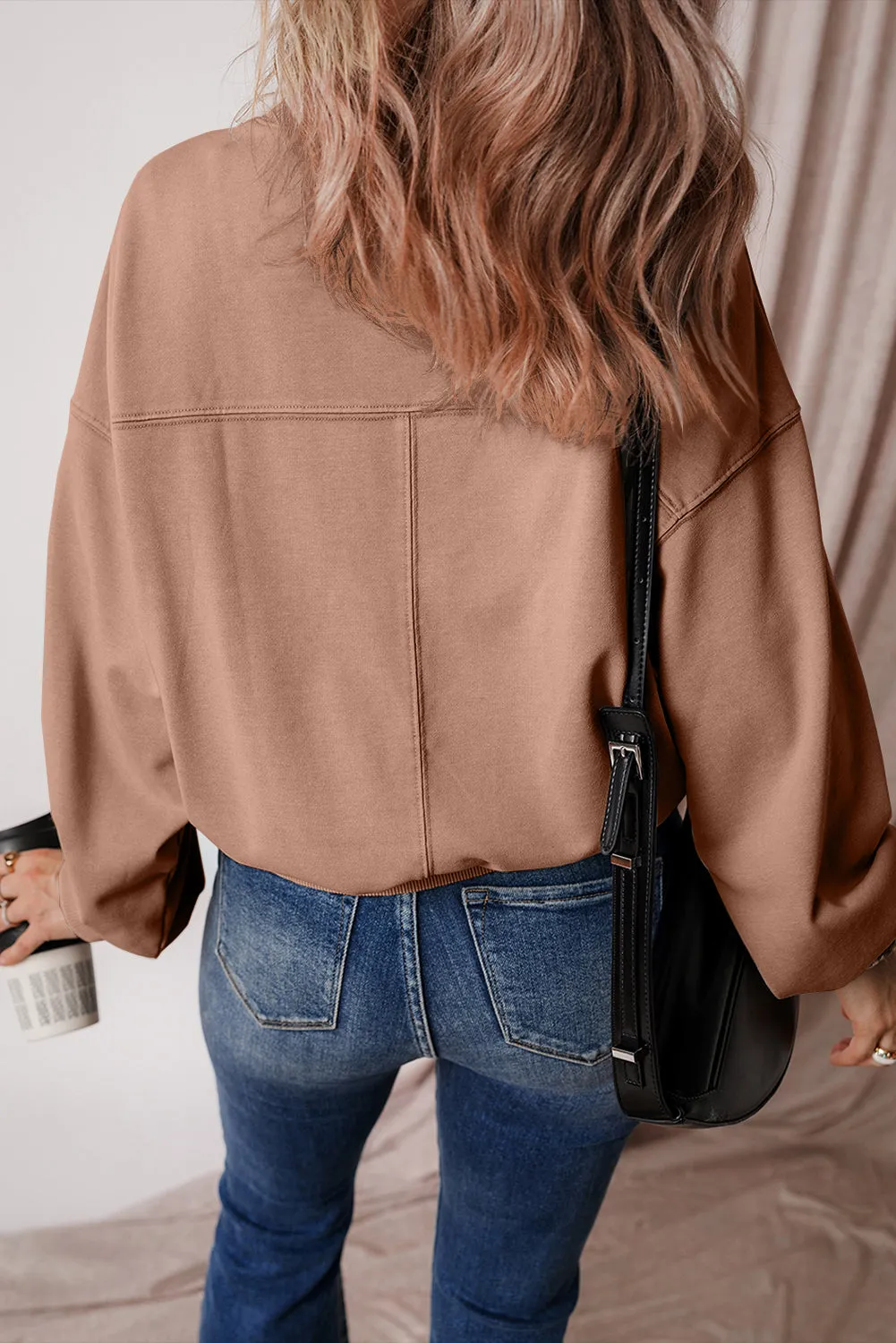 Chestnut Exposed Seam Batwing Sleeve Drop Shoulder Sweatshirt sold by Beagle Boutique product image thumbnail 2
