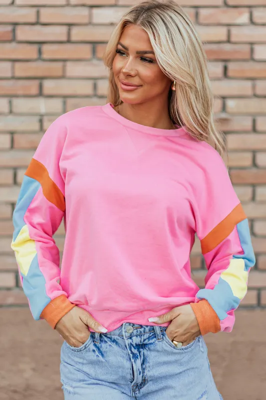Pink Candy Colorblock French Terry Top sold by Beagle Boutique
