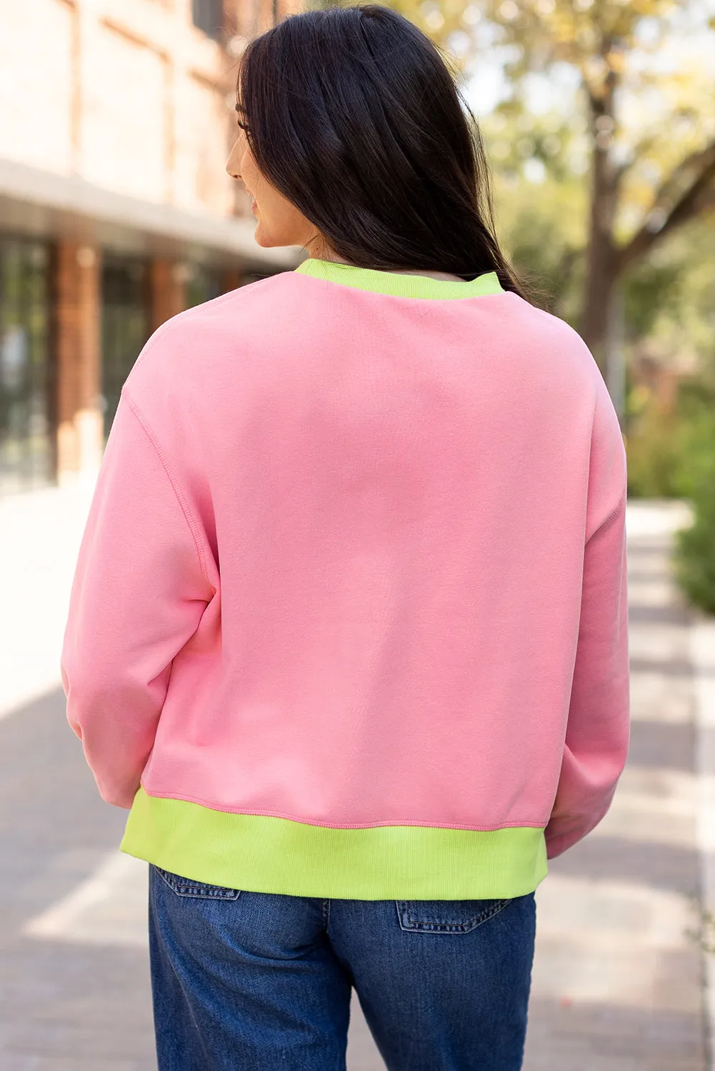 Pink Colourblock Bubble Sleeve Sweatshirt sold by Beagle Boutique product image thumbnail 2