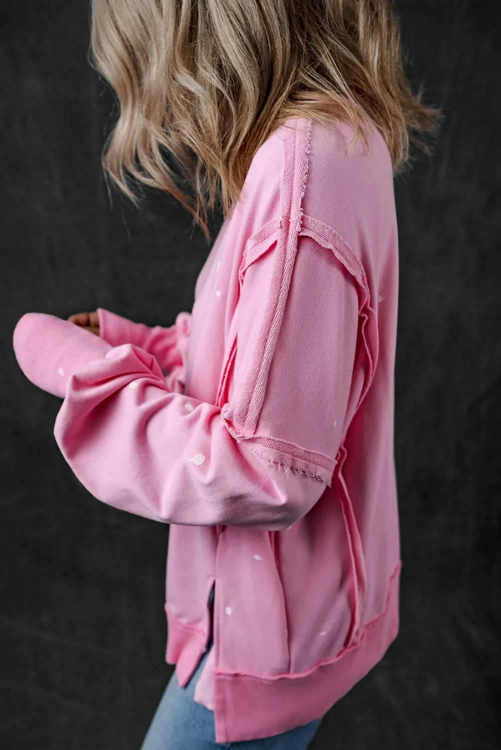 Bonbon Splash Spots Exposed Seam Baggy Sweatshirt sold by Beagle Boutique product image thumbnail 2