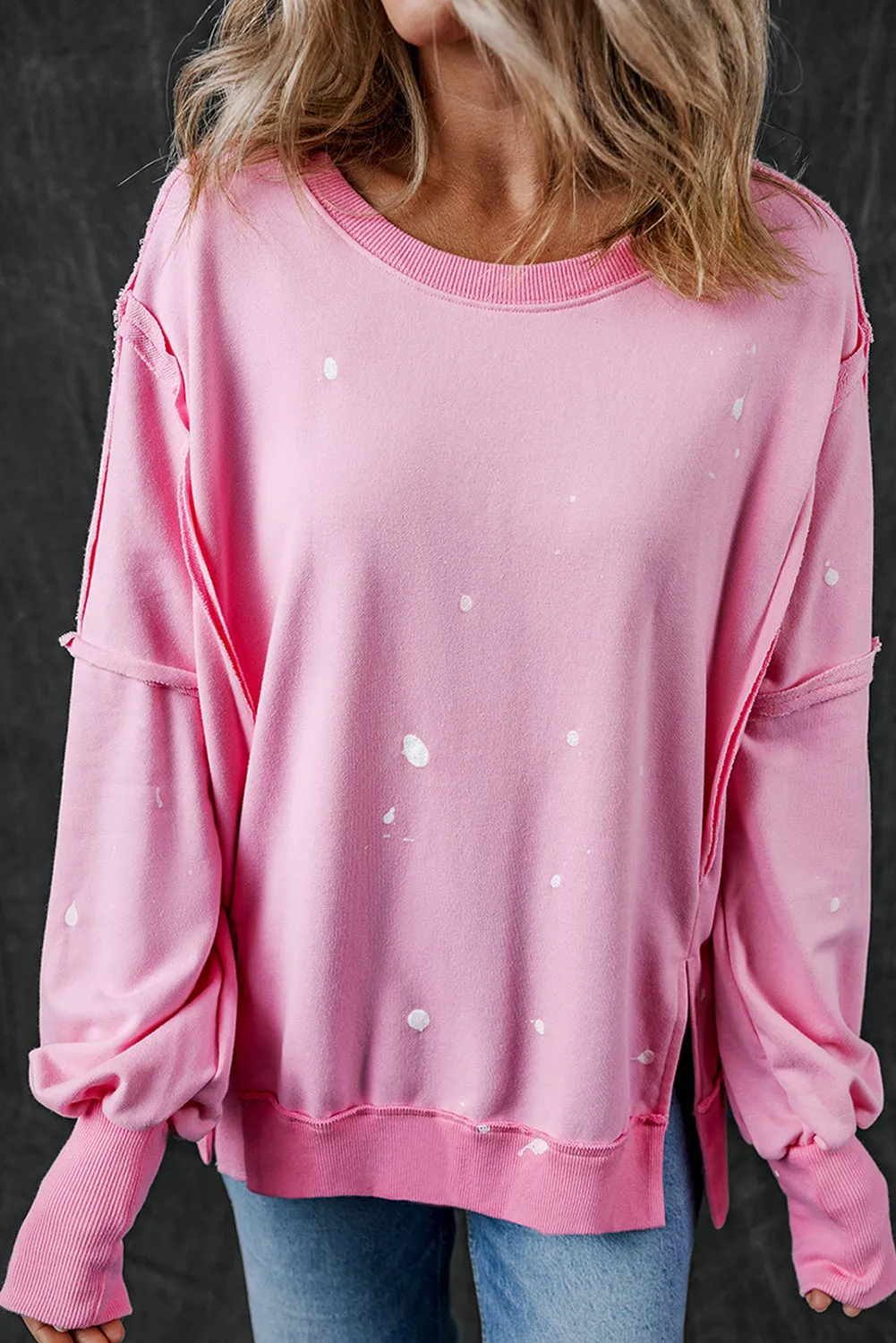 Bonbon Splash Spots Exposed Seam Baggy Sweatshirt sold by Beagle Boutique product image thumbnail 3