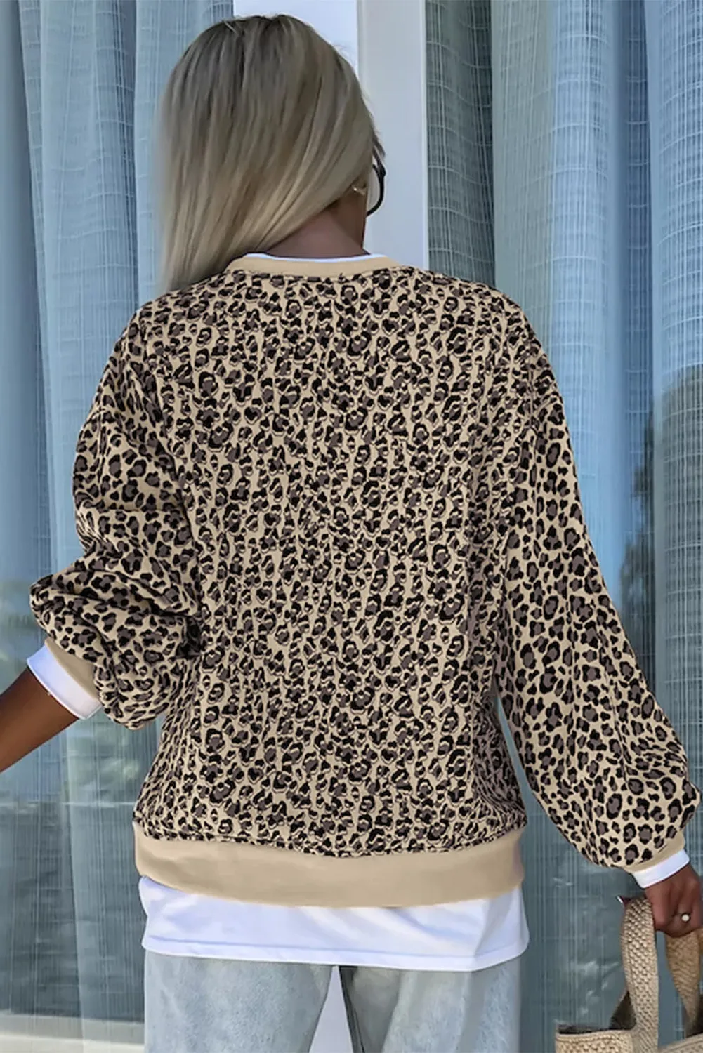 Parchment Leopard Print Crew Neck Sweatshirt sold by Beagle Boutique product image thumbnail 2