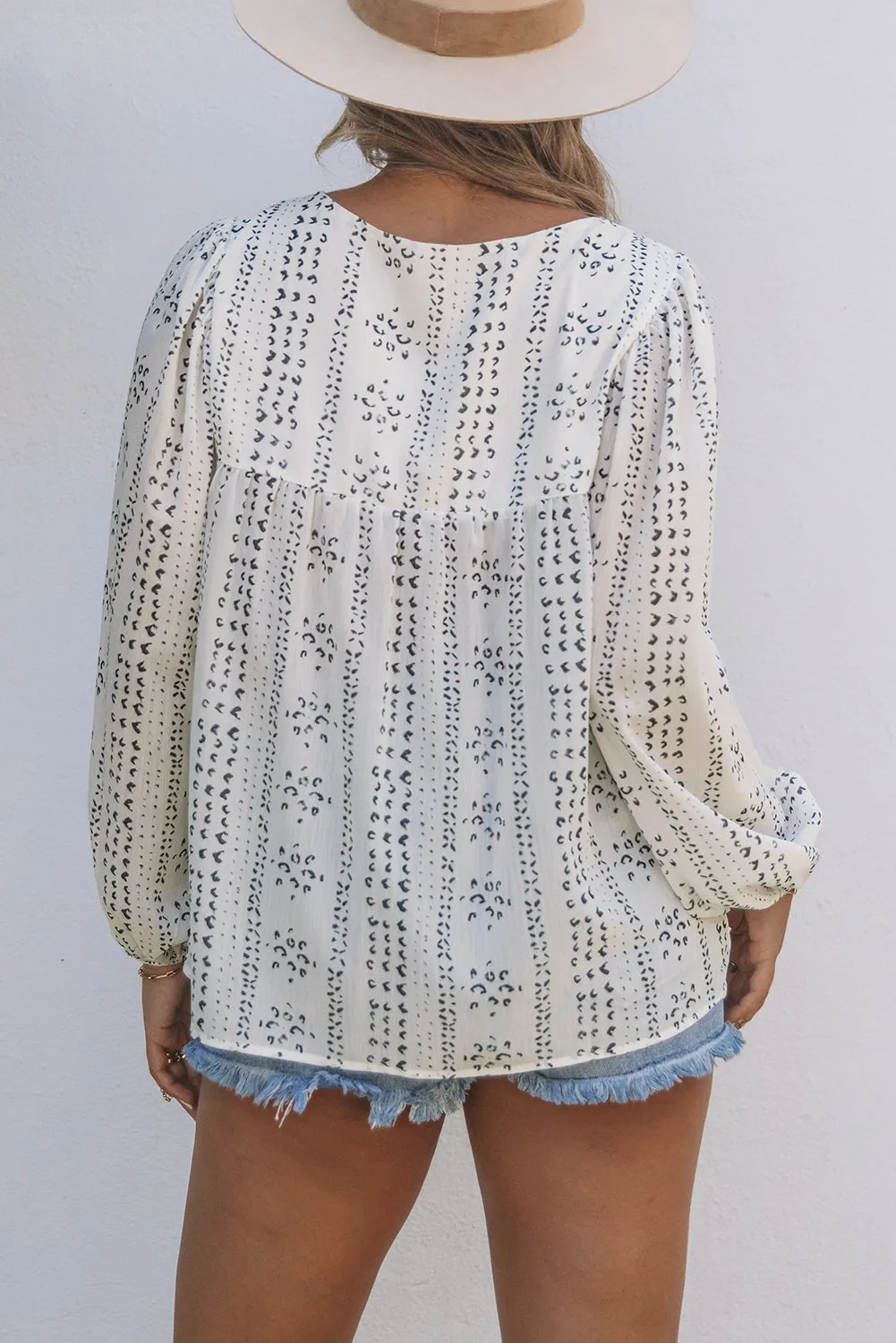 Beige Long Sleeve Embroidered Print Blouse sold by Beagle Boutique product image thumbnail 3