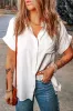 White Chest Pocket Buttoned Rolled Short Sleeve Shirt sold by Beagle Boutique