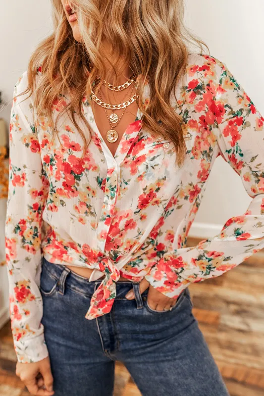 Vibrant Floral Print Chest Pocket Shirt sold by Beagle Boutique