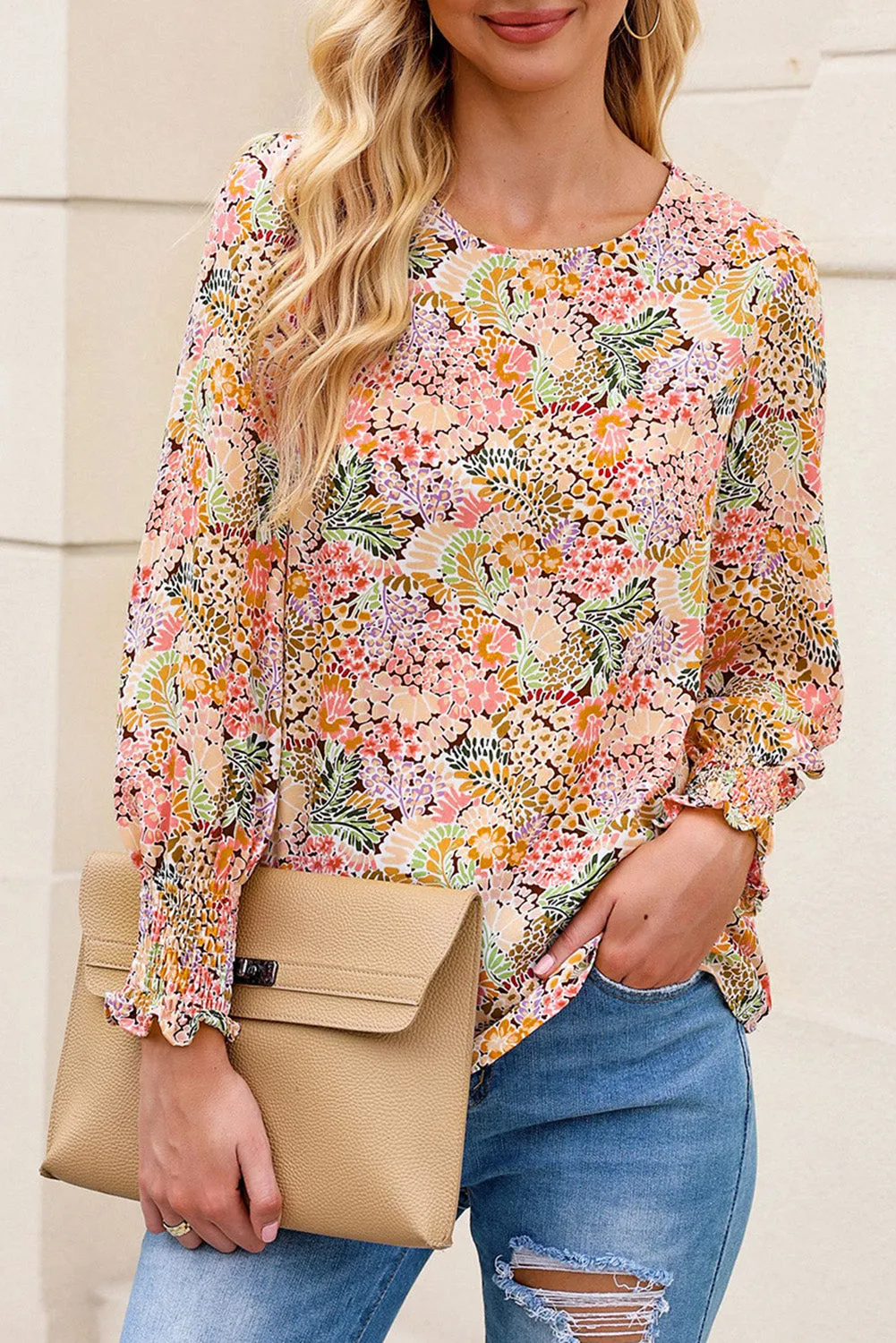 Multicolor Puff Sleeve Floral Blouse sold by Beagle Boutique product image thumbnail 4