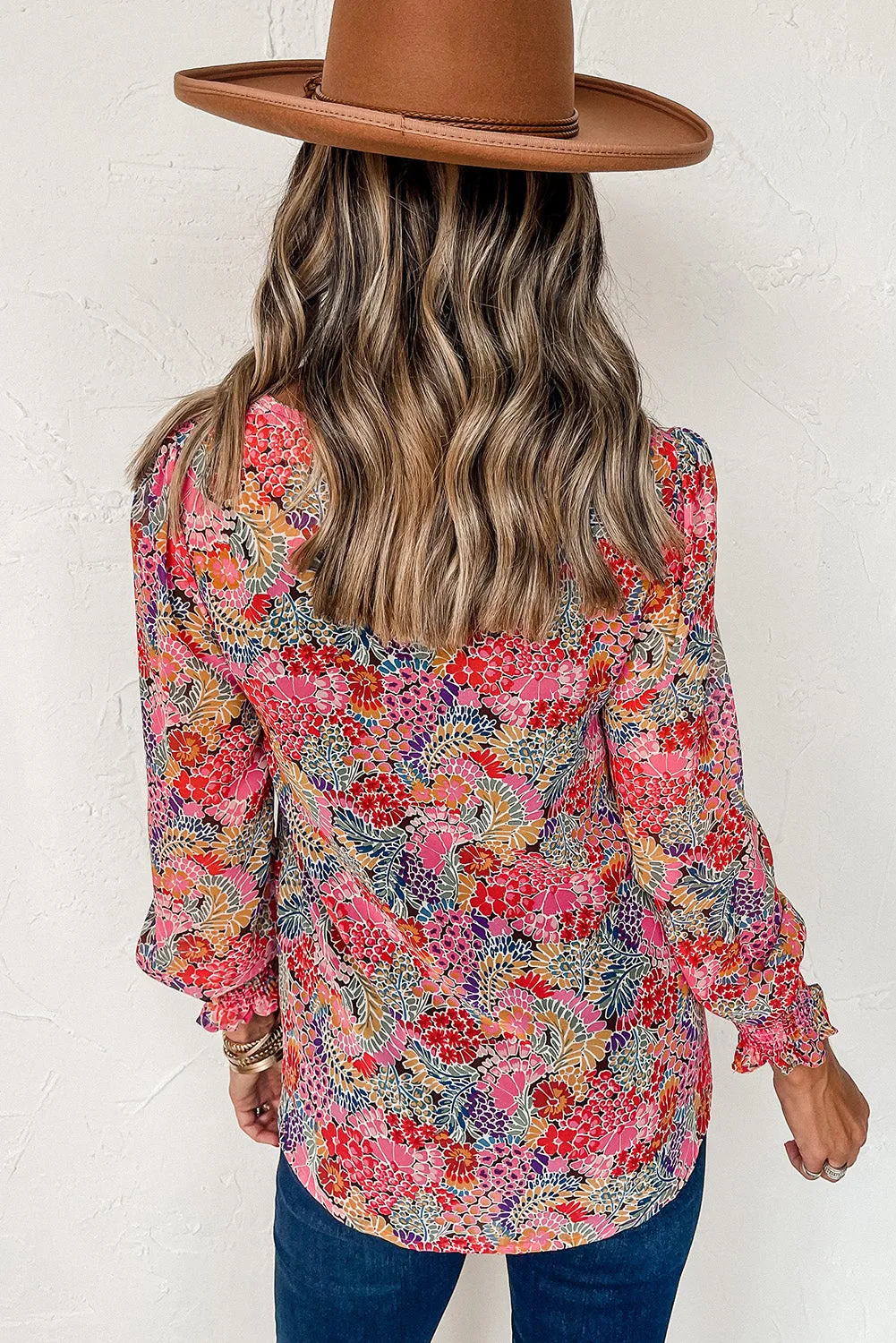 Multicolor Puff Sleeve Floral Blouse sold by Beagle Boutique product image thumbnail 2