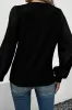 Black Buttoned V Neck Ribbed Puff Sleeve Top sold by Beagle Boutique