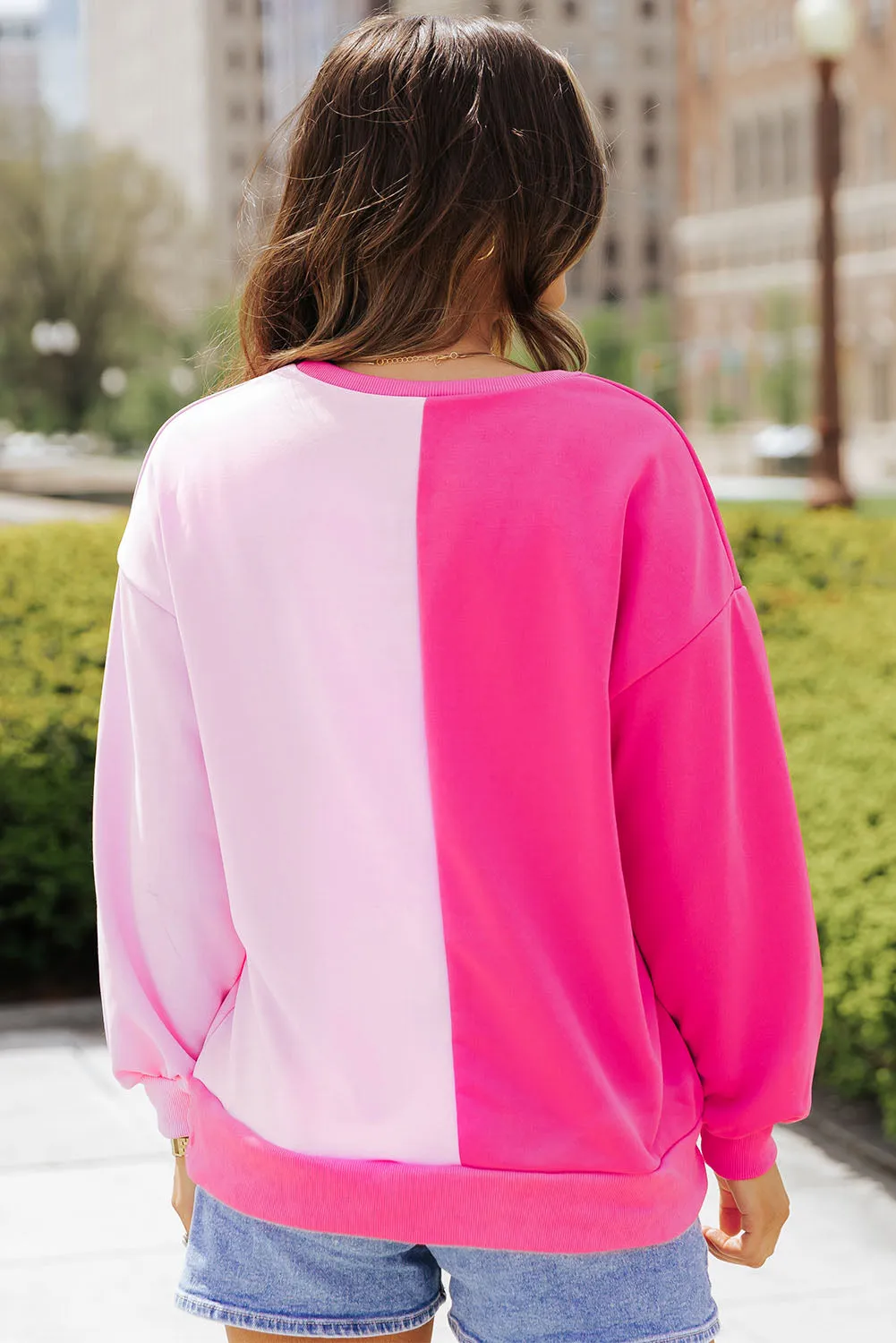 Pink Colour Block Sequined Cowgirl Boots Graphic Sweatshirt sold by Beagle Boutique product image thumbnail 2