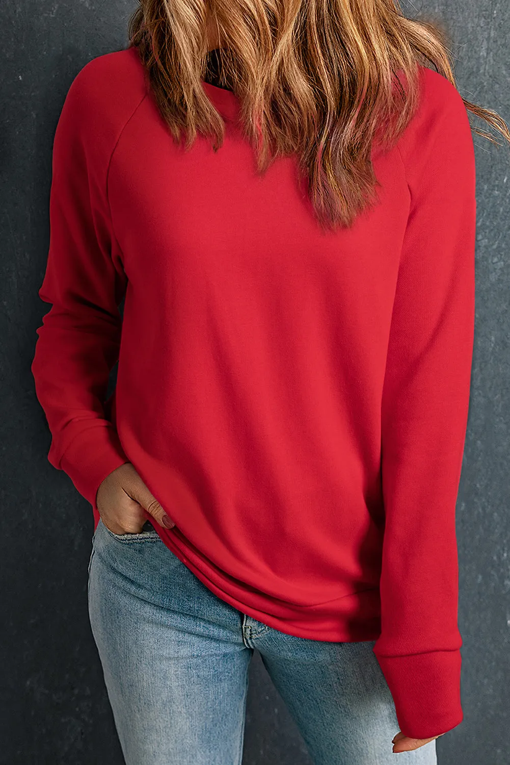 Green Solid Round Neck Raglan Sleeve Sweatshirt sold by Beagle Boutique product image thumbnail 4