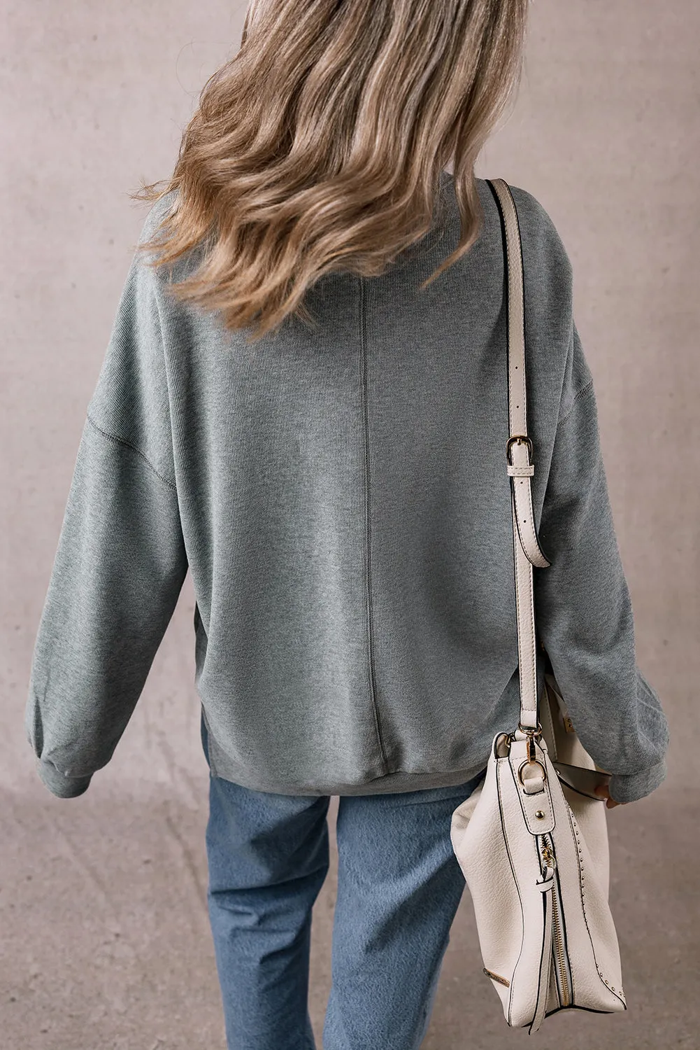 Medium Grey Side Split Drop Shoulder Oversized Sweatshirt sold by Beagle Boutique product image thumbnail 2
