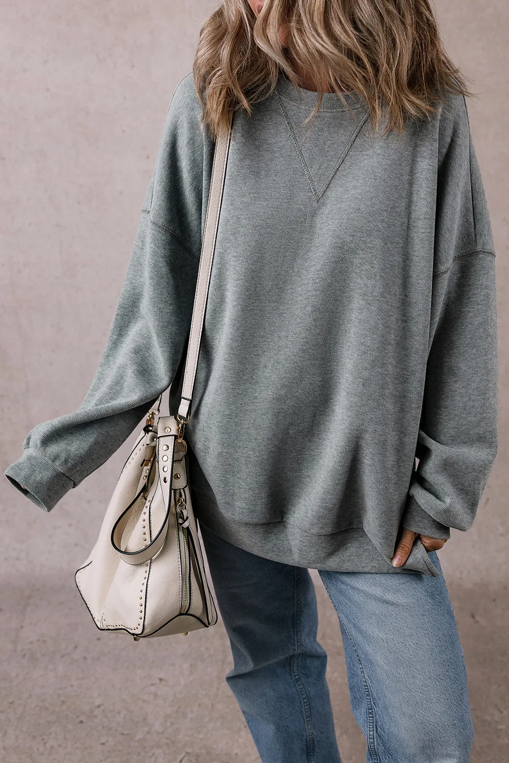 Medium Grey Side Split Drop Shoulder Oversized Sweatshirt sold by Beagle Boutique product image thumbnail 3