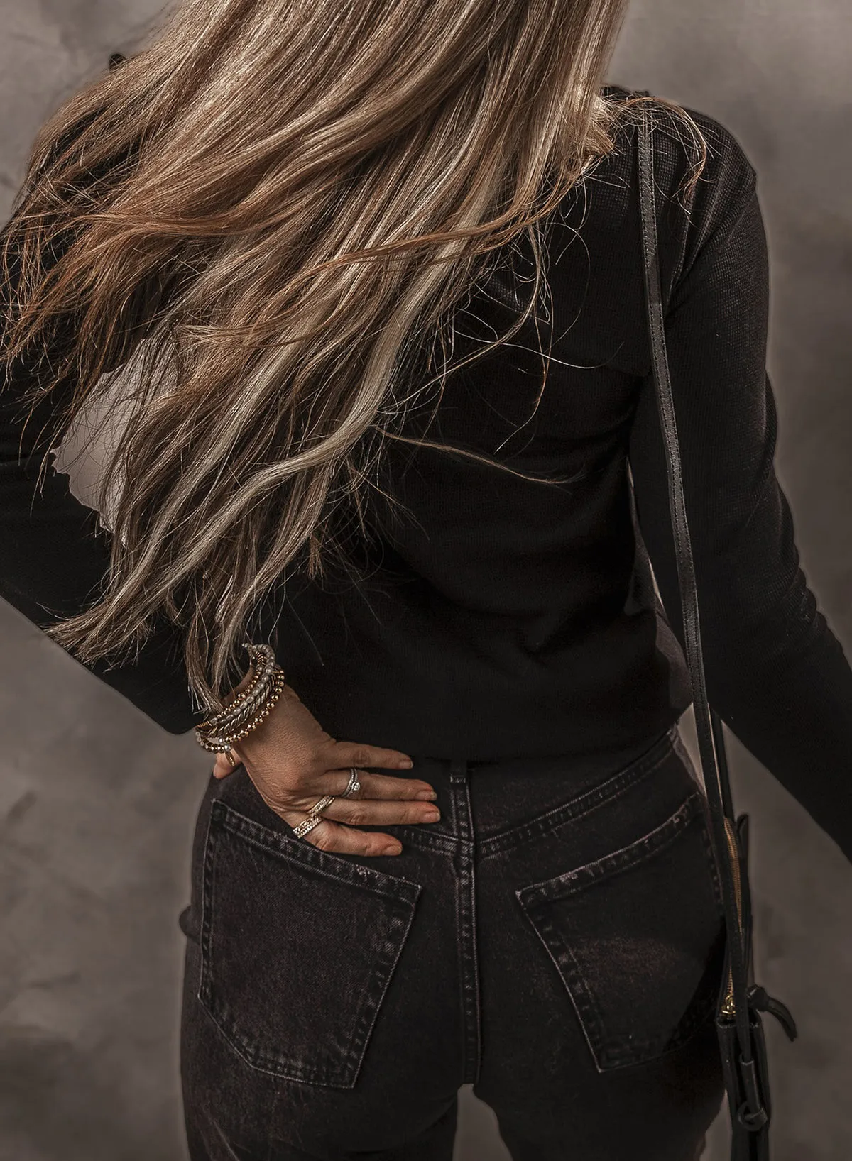 Black Buttoned V Neck Long Sleeve Ribbed Top sold by Beagle Boutique product image thumbnail 2