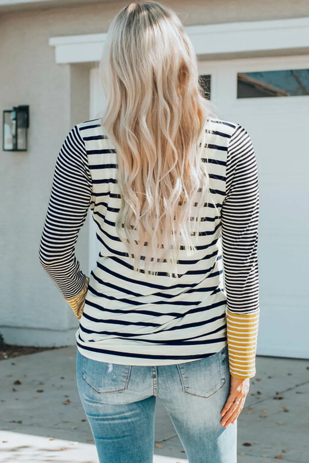 Long Sleeve Stripe Button Henley Top sold by Beagle Boutique product image thumbnail 2