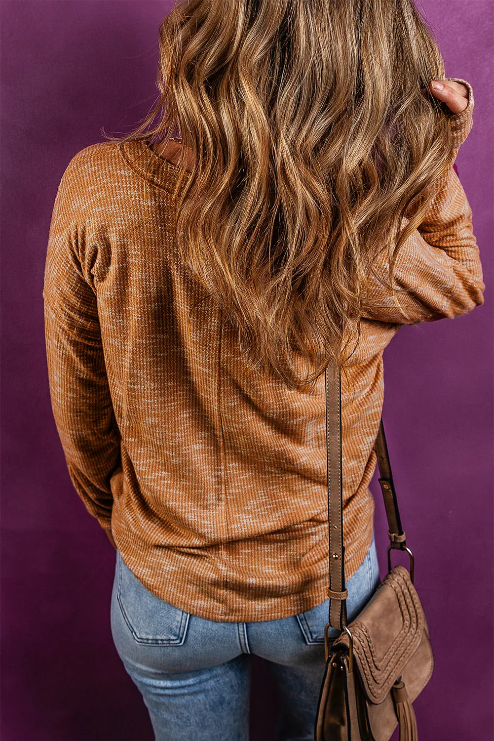 Mustard Rib Knit Drop Shoulder Long Sleeve Henley Top sold by Beagle Boutique product image thumbnail 2