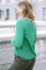 Green Trimmed Neckline Waffle Knit Henley Top sold by Beagle Boutique