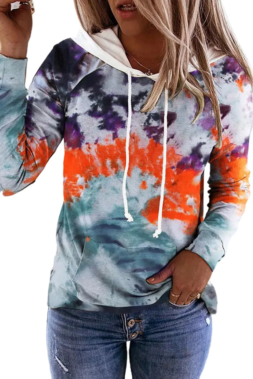 MultiColour Tie Dye Drawstring Kangaroo Pocket Hoodie sold by Beagle Boutique product image thumbnail 2