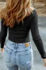 Khaki Ribbed Knit High Neck Long Sleeve Top sold by Beagle Boutique