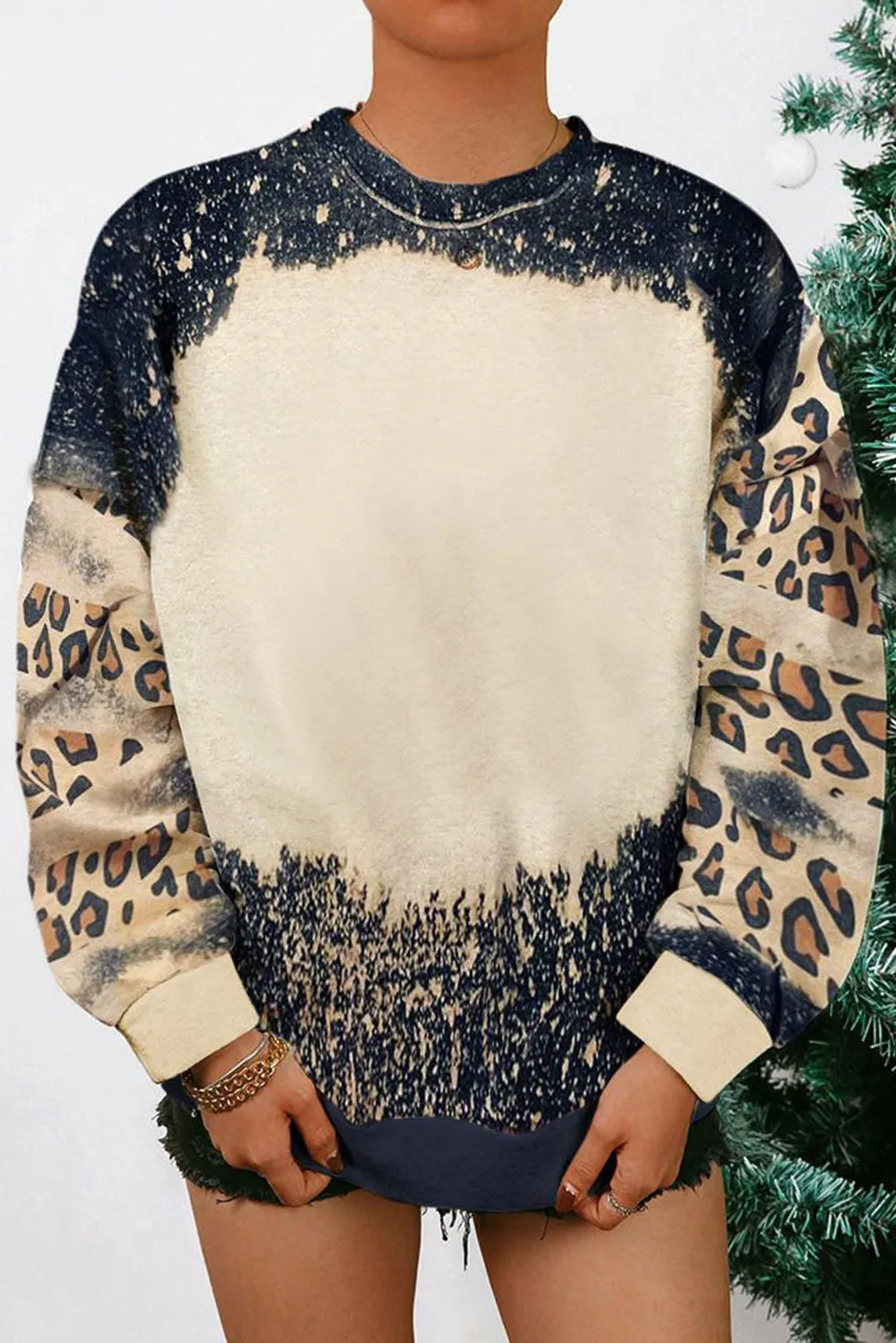 Black Tie Dye Leopard Drop Shoulder Sweatshirt sold by Beagle Boutique product image thumbnail 3