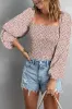 Apricot Square Neck Puff Sleeve Floral Smocked Top sold by Beagle Boutique