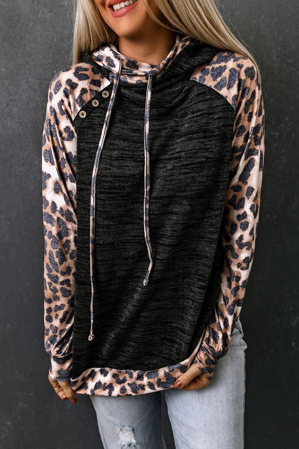 Brushed Leopard Contrast Hoodie sold by Beagle Boutique