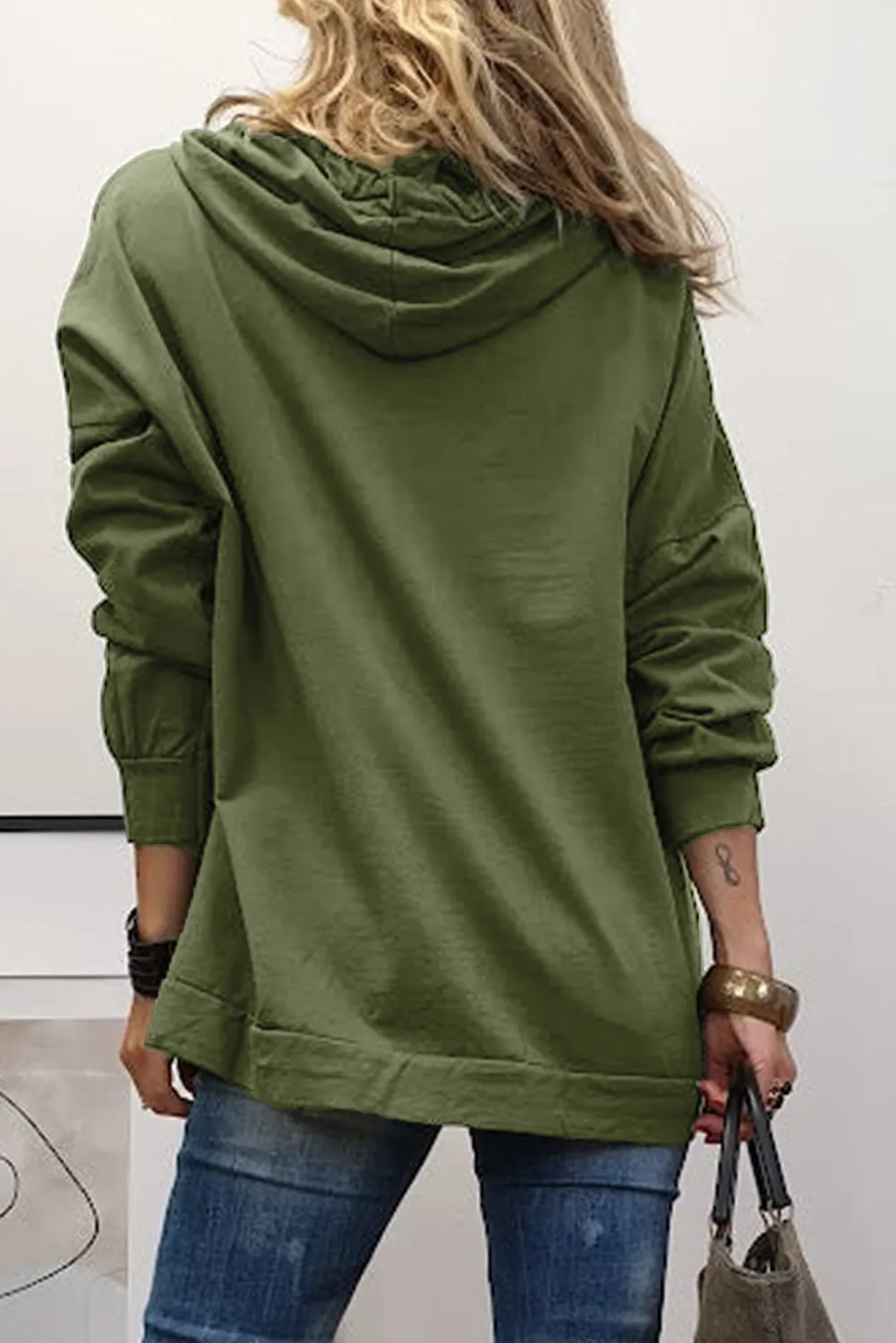Mist Green LOVE Letter Graphic Drop Shoulder Oversize Hoodie sold by Beagle Boutique product image thumbnail 2