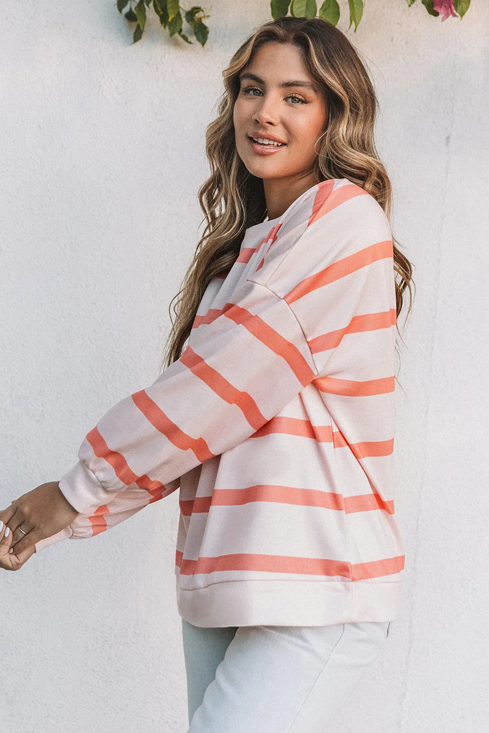 Stripe Striped Drop Shoulder Pullover Sweatshirt sold by Beagle Boutique product image thumbnail 3
