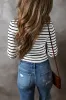 White Stripe Slim Fit Buttoned V Neck Long Sleeve T Shirt sold by Beagle Boutique