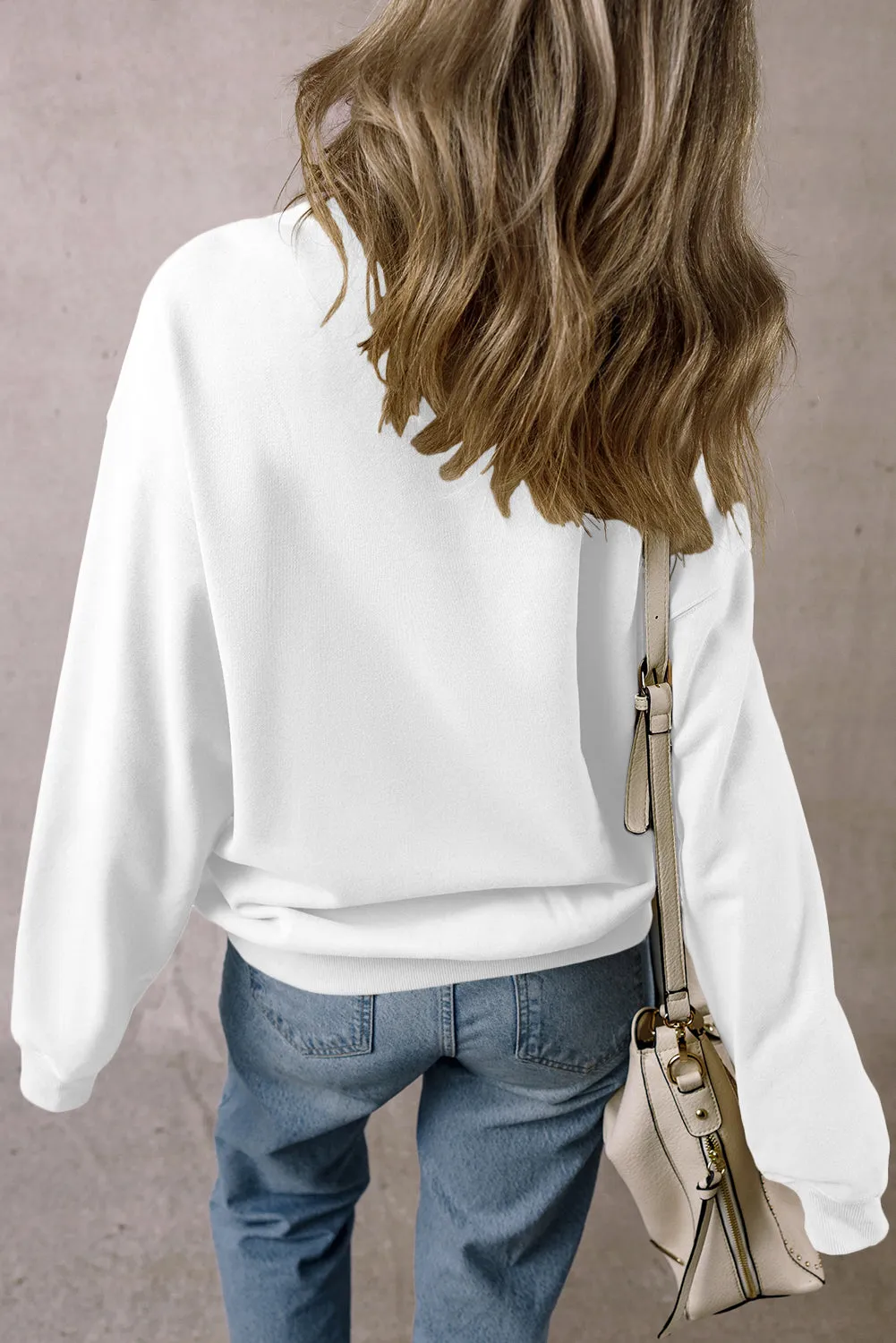Parchment Solid Loose Crew Neck Fleece Sweatshirt sold by Beagle Boutique product image thumbnail 5
