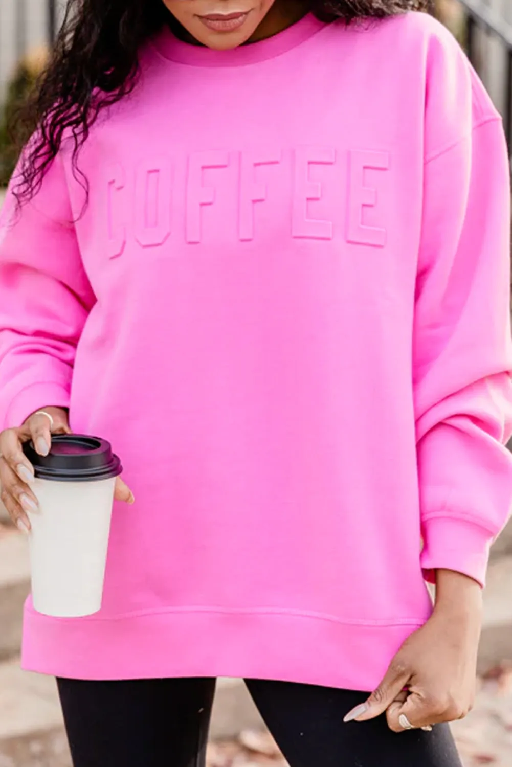 Bright Pink MAMA Letter Embossed Casual Sweatshirt sold by Beagle Boutique product image thumbnail 4