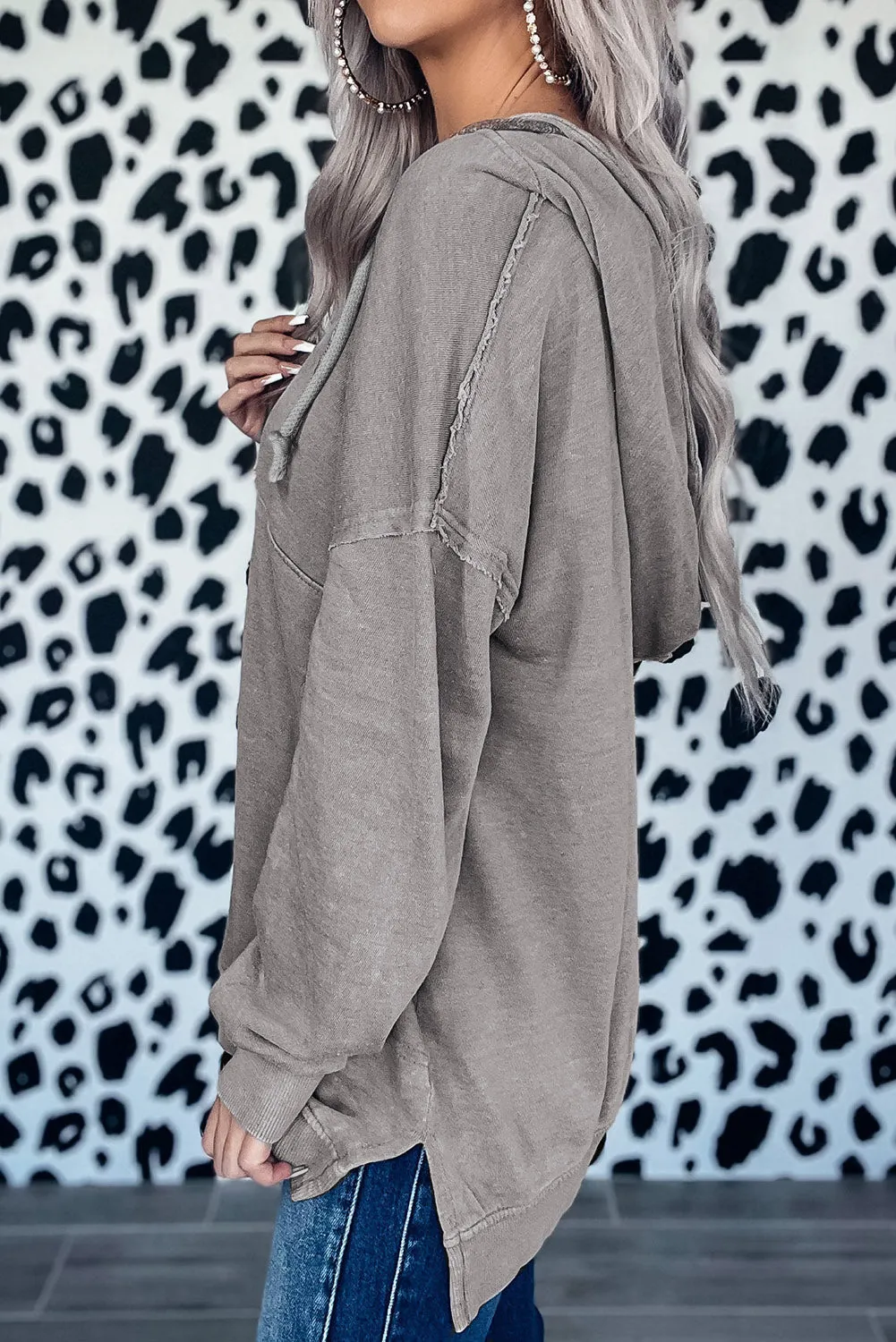 Gray Mineral Wash Exposed Seam Pullover Hoodie sold by Beagle Boutique product image thumbnail 2