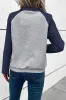 Grey Textured Contrast Splicing Raglan Sleeve Top sold by Beagle Boutique