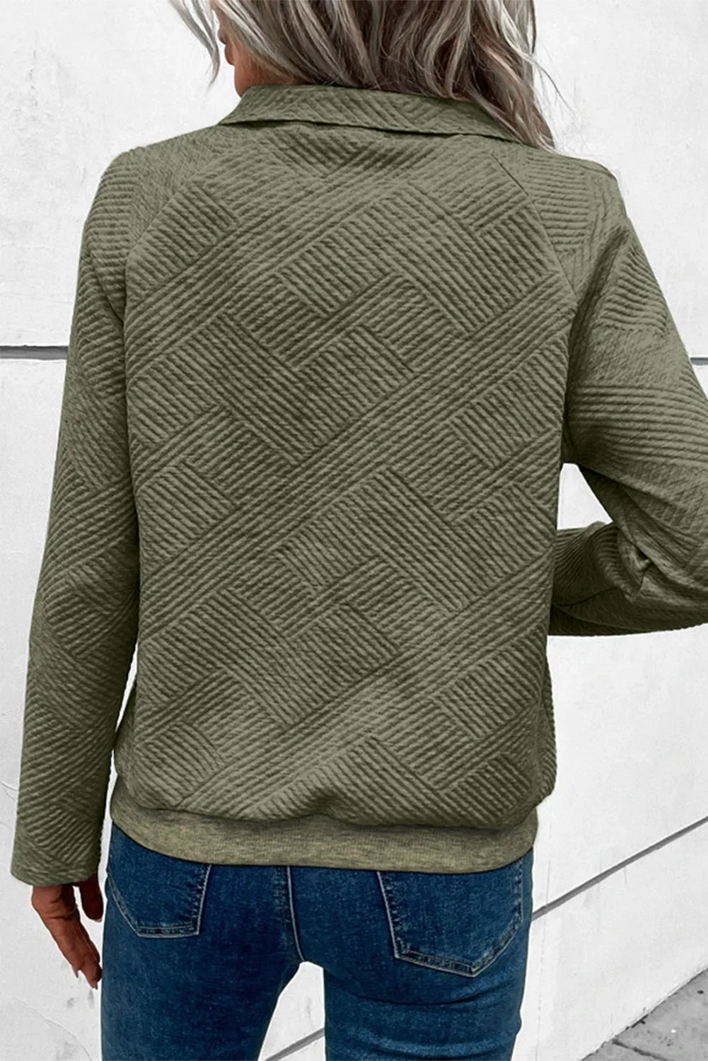 Laurel Green Textured Knit Buttoned Kangaroo Pocket Sweatshirt sold by Beagle Boutique product image thumbnail 2