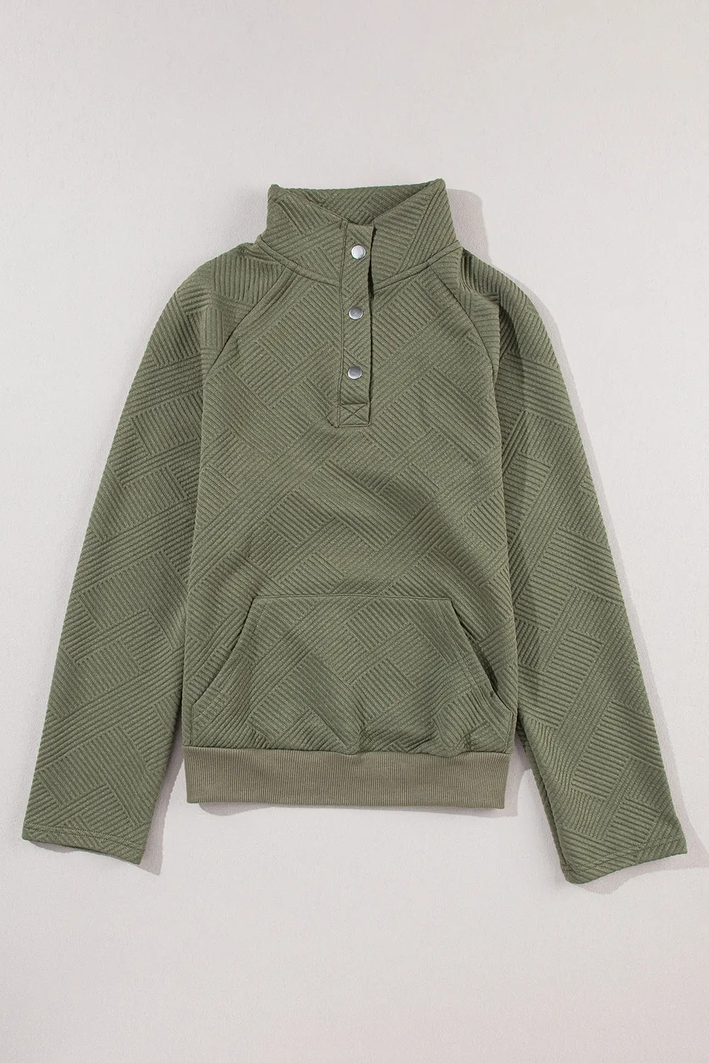 Laurel Green Textured Knit Buttoned Kangaroo Pocket Sweatshirt sold by Beagle Boutique product image thumbnail 3