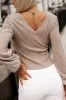 Knitted Jacquard V Neck Lantern Sleeve Top sold by Beagle Boutique