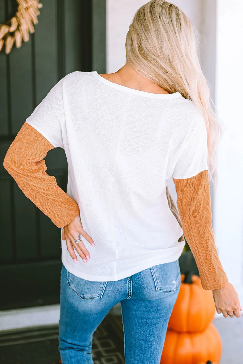 Long Sleeve Colourblock Chest Pocket Textured Knit Top sold by Beagle Boutique product image thumbnail 2