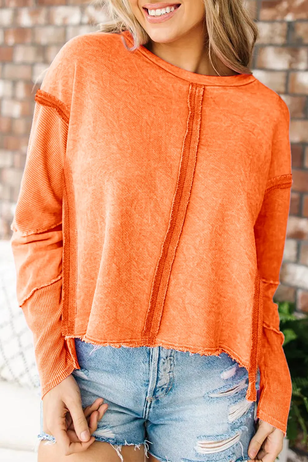 Exposed Seamed High Low Raw Edge Sweatshirt sold by Beagle Boutique product image thumbnail 4