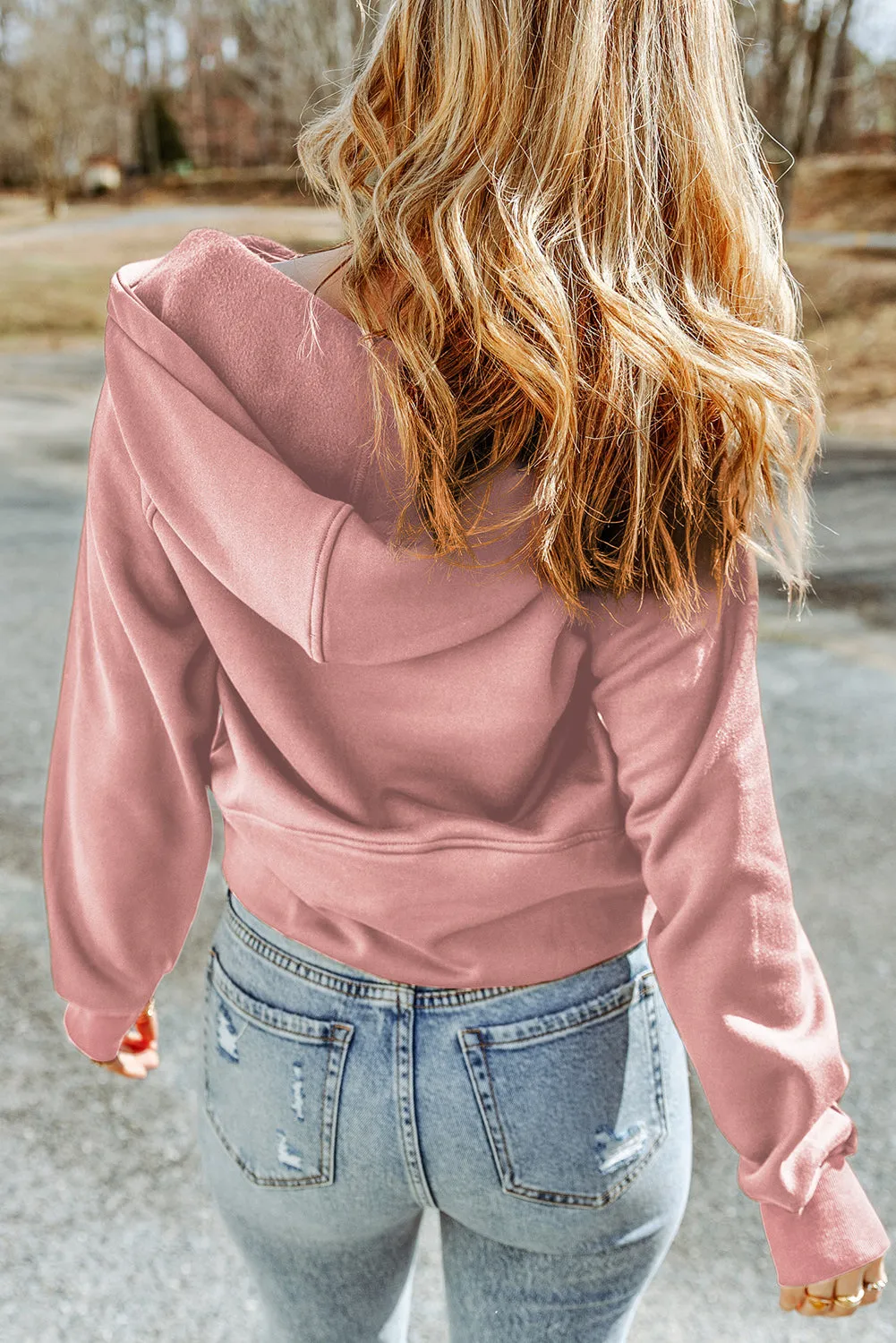 Pink Quarter Zip Kangaroo Pocket Hoodie sold by Beagle Boutique product image thumbnail 2