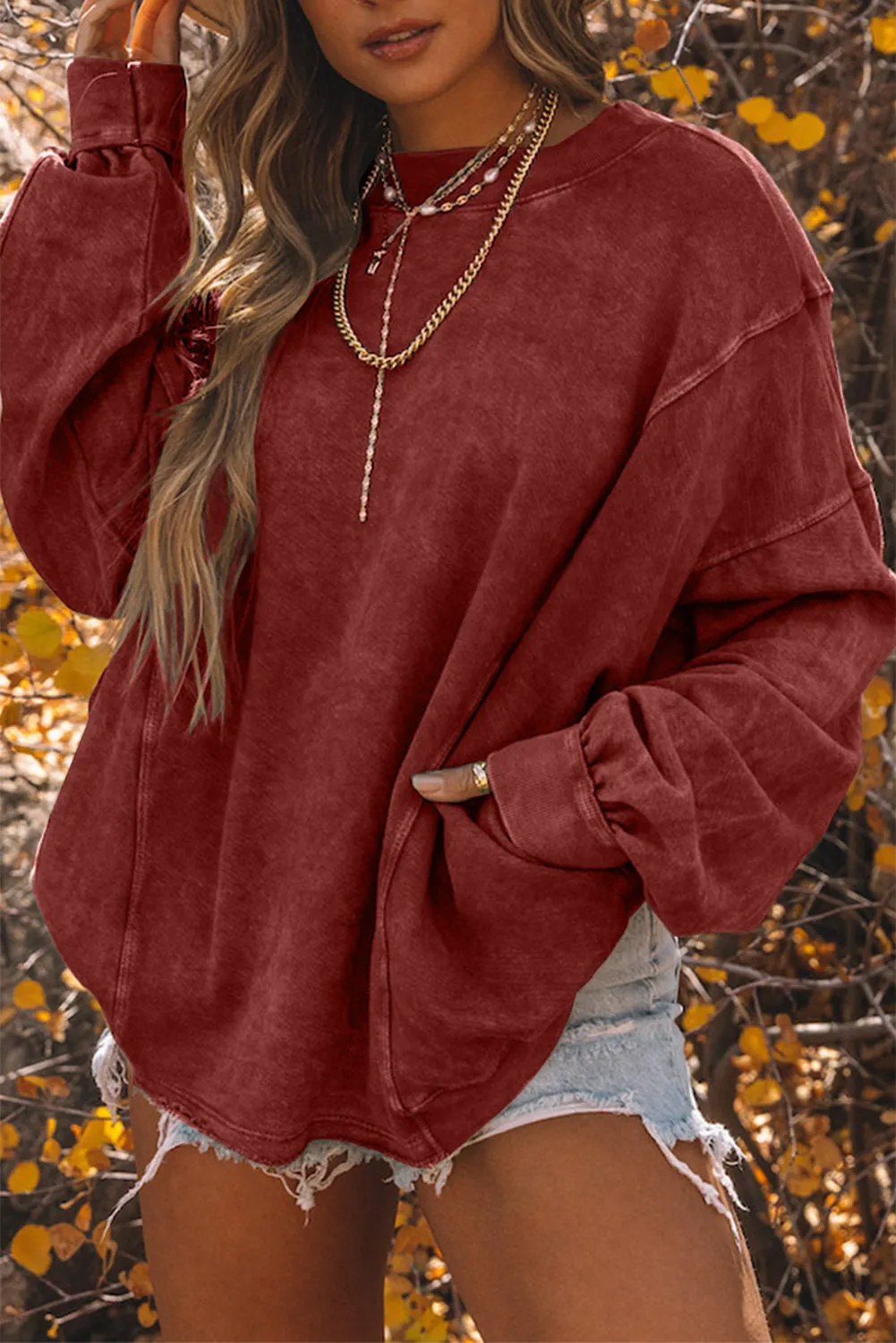 Khaki Exposed Seam Twist Open Back Oversized Sweatshirt sold by Beagle Boutique product image thumbnail 4