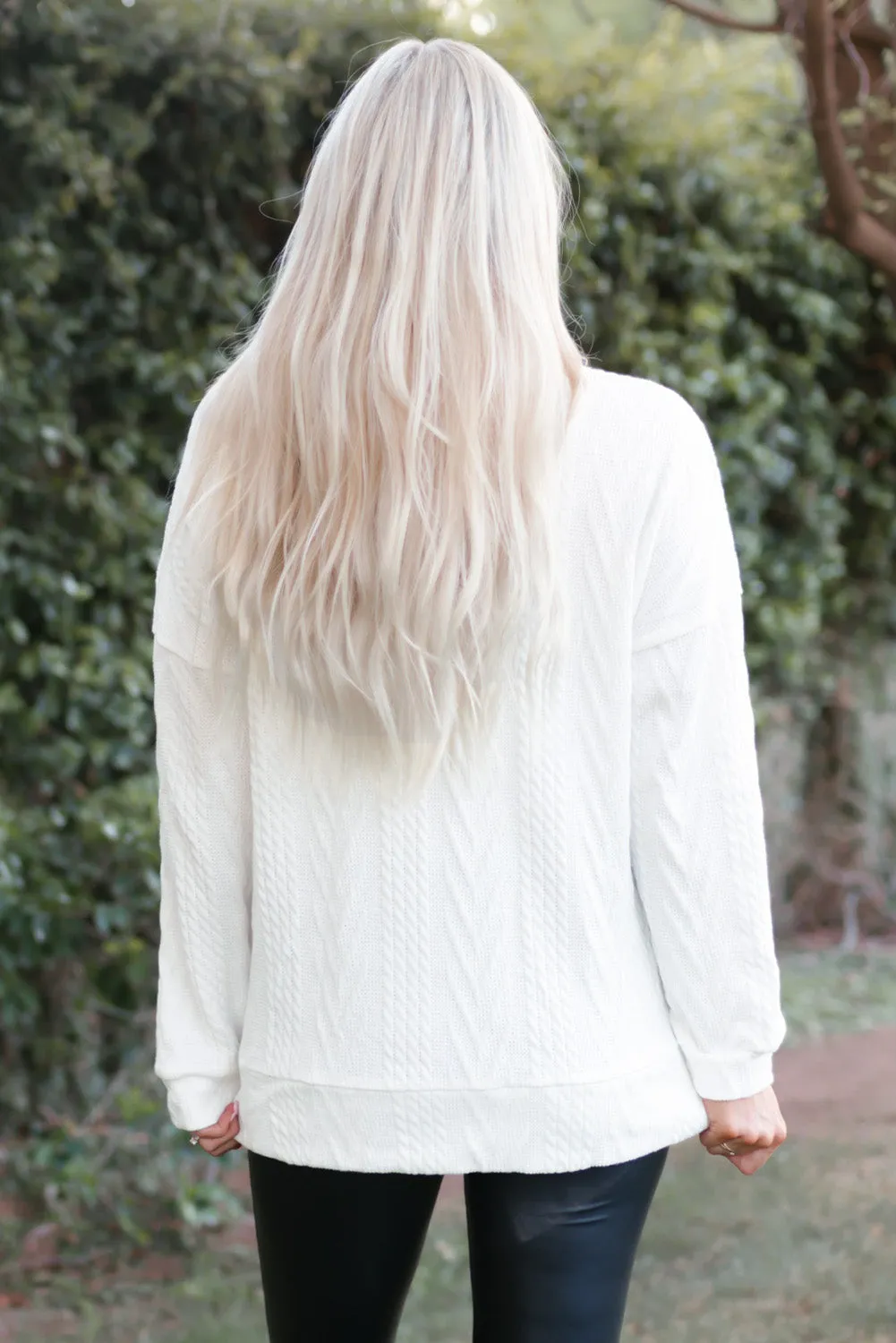 White Cowl Neck Textured Sweatshirt sold by Beagle Boutique product image thumbnail 2