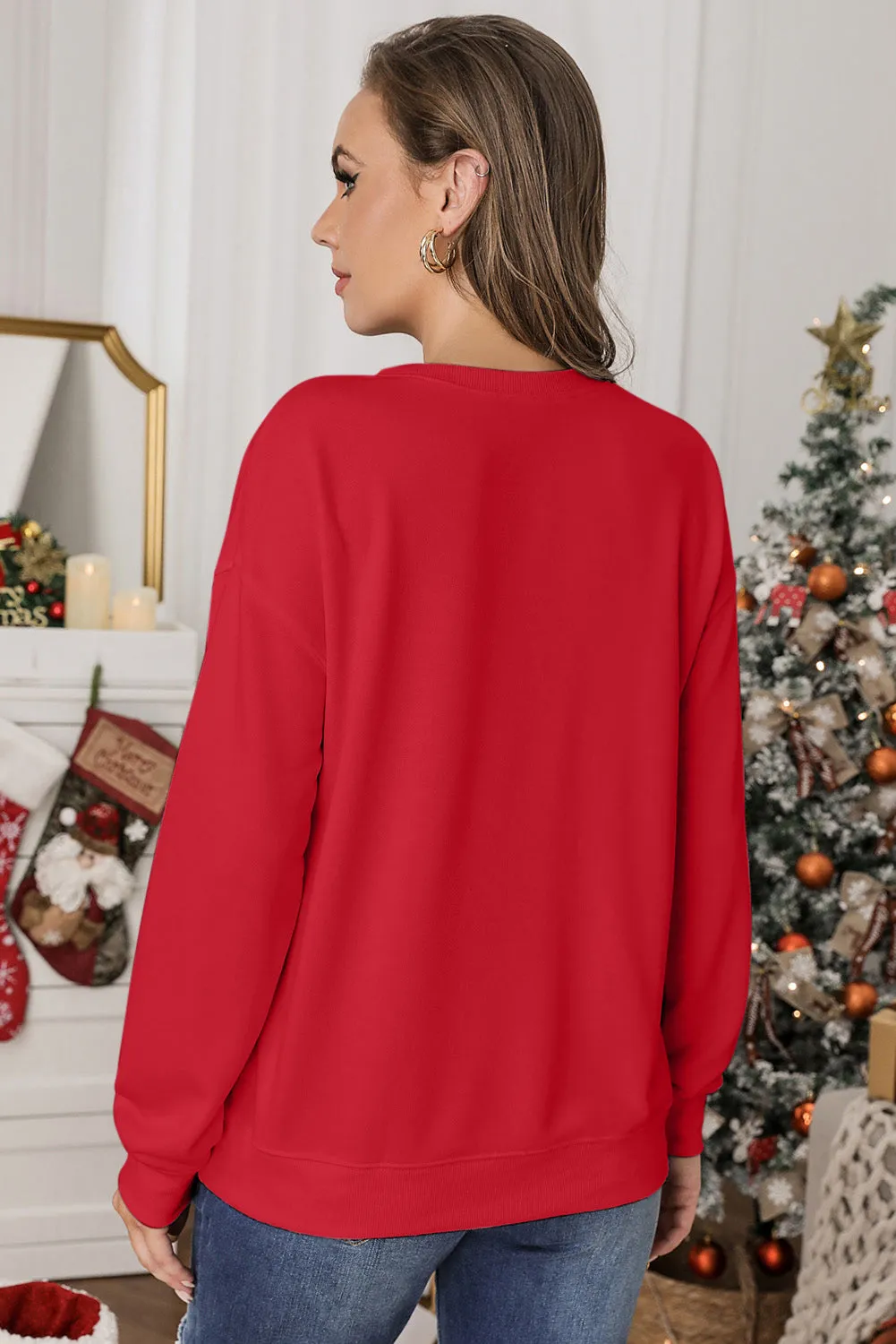 Red Plain Crew Neck Pullover Sweatshirt sold by Beagle Boutique product image thumbnail 2