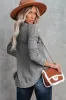 Gray Crew Neck Ribbed Trim Waffle Knit Top sold by Beagle Boutique