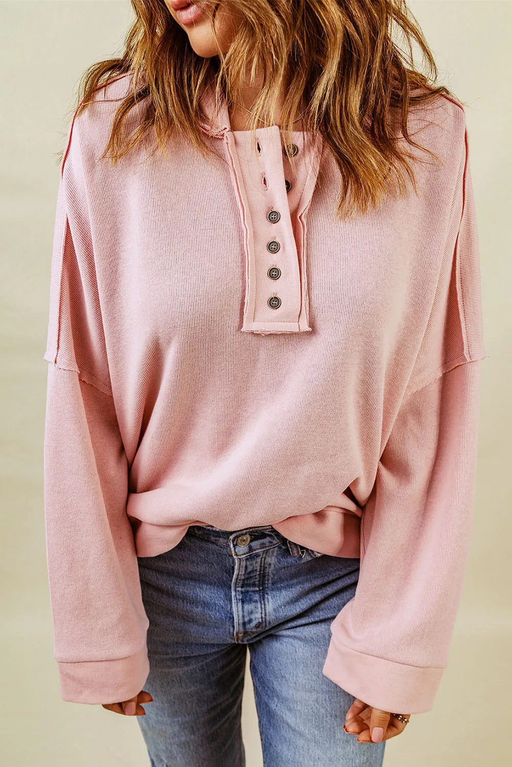 Casual Button Solid Patchwork Trim Hoodie sold by Beagle Boutique