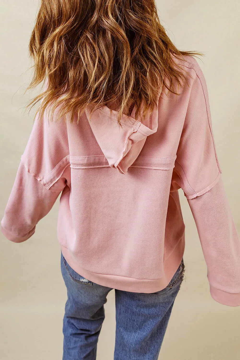 Casual Button Solid Patchwork Trim Hoodie sold by Beagle Boutique product image thumbnail 2