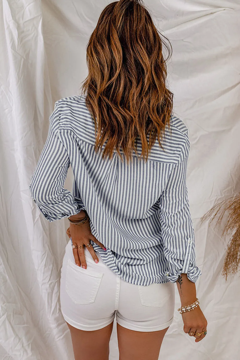 Striped Pocketed Buttons Long Sleeve Shirt sold by Beagle Boutique product image thumbnail 2